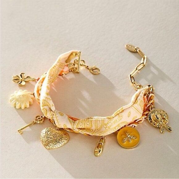 Free People Jewelry - Free People Gold and Cream Charm Bracelet